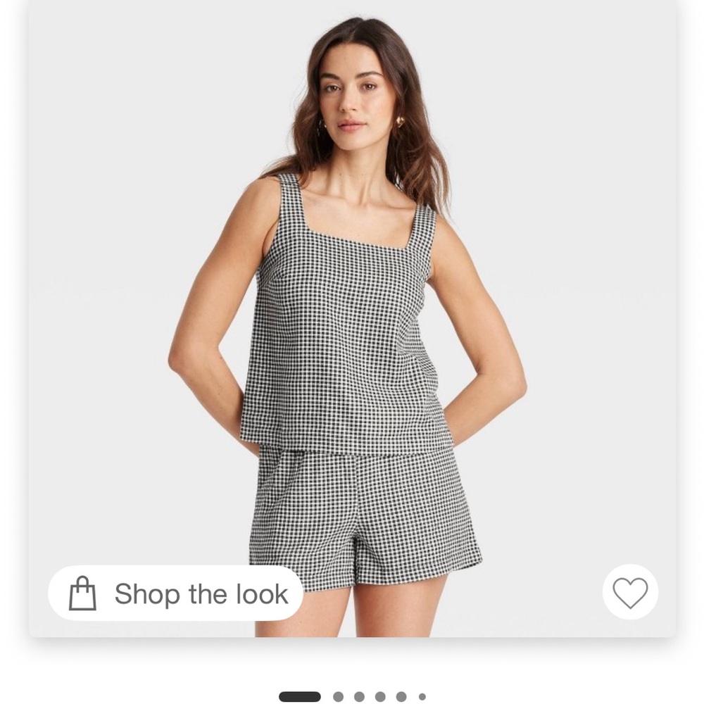 Women's Black and White Gingham Linen Tank Top